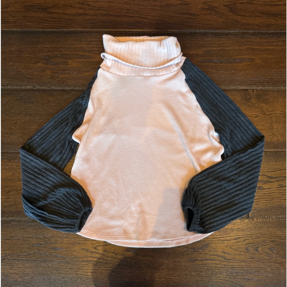 Pink and Grey Turtleneck Sweater